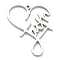 Non-Tarnish 304 Stainless Steel Pendants, Heart with Word Faith, Stainless Steel Color, 38x29x2mm, Hole: 1.8mm
