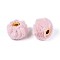 Imitation Rabbit Hair European Beads, Rondelle, Pink, 19.5~20x12mm, Hole: 4mm
