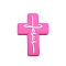 Cross with Word Jesus Food Grade Silicone Beads, Fuchsia, 30x22.2mm