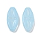 Transparent Glass Beads, Oval with Flower, Baking Paint, Light Blue, 20x9.5x4mm, Hole: 1.2mm