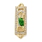 Brass Enamel Rectangle Saint Jude Connector Charms, with Clear Cubic Zirconia, Real 18K Gold Plated, Long-Lasting Plated, Lead Free & Cadmium Free, Rack Plating, Green, 29x9x5mm, Hole: 1.6mm