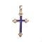 Enamel Pendants, with Alloy Findings, Cross, Golden, Blue, 48x30.5x3mm, Hole: 5x6mm