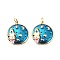 Brass Enamel Pendants, with Jump Rings, Flat Round Charms, Rack Plating, Real 18K Gold Plated, Lead Free & Cadmium Free, Long-Lasting Plated, Rocket, 18.5x16.5x4mm, Hole: 3.3mm