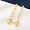 304 Stainless Steel Heart Dangle Stud Earrings, Ion Plating(IP), Golden, 40x10mm