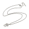 Brass Micro Pave Clear Cubic Zirconia Pendant Necklace, Bowknot, Platinum, 19.84 inch(504mm)