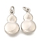 Brass Pendants, Gourd Charms, Rack Plating, Lasting Plated, Cadmium Free & Lead Free, with Jump Ring, Platinum, 14x8x3.5mm, Hole: 2mm