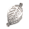 Tarnish Resistant 201 Stainless Steel Links connectors, Leaf, Stainless Steel Color, 29x14x1mm, Hole: 1mm