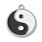 Alloy with Enamel Pendants, Tai Chi, Platinum, 31.5x27x2.5mm, Hole: 3mm