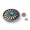 Alloy & Imitation Turquoise Craft Solid Screw Rivet, DIY Leather Craft Nail, Flat Round with Chrysanthemum, Antique Silver, Blue, 26x9mm, Hole: 2mm, Screw: 5x4mm and 7x4.5mm