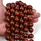 Natural Red Jasper Beads Strands, Faceted, Round, with Seed Beads, 15~16mm, Hole: 1.4~1.6mm, about 21pcs/strand, 15.35~15.94 inch(39~40.5cm)