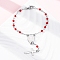 Glass Beads Rosary Bracelets, 304 Stainless Steel Cross & Oval with Saint Charms Bracelets, with 201 Stainless Steel Findings, Red, 6-1/2 inch(16.5cm)