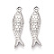 304 Stainless Steel Fish Pendants, Stainless Steel Color, 43x11x5.5mm, Hole: 2x3mm