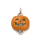 Halloween Brass Orange Enamel Connector Charms, Rack Plating, Long-Lasting Plated, Lead Free & Cadmium Free, Platinum, Pumpkin, 17.5x11.5x5mm, Hole: 1.4mm
