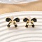 Brass Micro Pave Cubic Zirconia Bowknot Stud Earrings, Nickel Free, Real 18K Gold Plated, 10x13mm