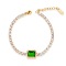 Elegant European Stainless Steel Pave Green Cubic Zirconia Link Bracelets for Women
