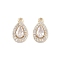 Brass Micro Pave Clear Cubic Zirconia Pendants, with Glass, Teardrop Charms, Real 18K Gold Plated, 10.5x6x3mm, Hole: 0.8mm