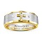 Cross Pattern Alloy with Crystal Rhinestone Finger Rings, Platinum & Golden, US Size 11(20.6mm)