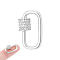 1Pc S925 Sterling Silver Screw Carabiner Lock Charms, with Clear Cubic Zirconia, Platinum, 18x9x2mm