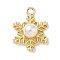 Christmas Alloy with Plastic Imitation Pearl Pendants, Snowflake, Golden, 23x17x8.5mm, Hole: 2.5mm