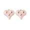 304 Stainless Steel Enamel Pendants, Heart Charms, Ion Plating(IP), Real 18K Gold Plated, Pink, 17.5x17.5x3.5mm, Hole: 1.4mm