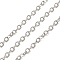 Brass Cable Chains, Soldered, with Spool, Lead Free & Cadmium Free, Long-Lasting Plated, Rack Plating, Oval, Platinum, 4.5x3x0.5mm