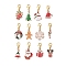 12Pcs 12 Styles Christmas Alloy Enamel Pandant Decorations, Lobster Claw Clasps Charms for Bag Ornaments, Mixed Color, 30~35.5mm, 1pc/style