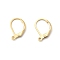 Brass Leverback Earring Findings, with Loop, Long-Lasting Plated, Real 18K Gold Plated, 15.5x10x1.5mm, Hole: 1.5mm, Pin: 0.7mm