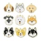 Alloy Enamel Pendants, Dog, Golden, Mixed Color, 24~26x24~28x1.5mm, Hole: 1.8mm