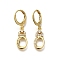 Brass Clear Cubic Zirconia Hoop Earrings, Real 18K Gold Plated, Letter O, 30.5mm, pendants: 17x8x2mm