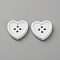 Resin Buttons, 4-Hole, Heart, White, 21x21.5x4mm, Hole: 2.5mm