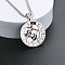 201 Stainless Steel Pendant Necklaces with Alloy Box Chain, Stainless Steel Color, Flat Round Constellation Pattern, Sagittarius, 23.62 inch(60cm)