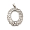 Brass Pendant Cabochon Settings, Oval, Cadmium Free & Lead Free, Long-Lasting Plated, Rack Plating, Platinum, 45x33.5x4mm, Hole: 7mm, Tray: 18x24mm.