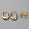 2 Pairs 2 Styles Brass Hoop Earrings Set, Teardrop & Heart, Golden, 13.5~30x14~20x4.5~6mm, 1 Pair/style