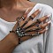 Punk Style Alloy Skeleton Hand Ring Bracelets with Finger Nails Tip Claw, Gunmetal, 170mm
