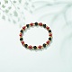 Glass & Iron Round Beaded Stretch Bracelet for Women BJEW-JB08510-01-2