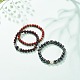 Set di braccialetti elastici con perline rotonde in pietra mista naturale e sintetica a 3 pezzo BJEW-JB08586-5