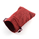 ポリエステル模造黄麻布包装袋巾着袋  暗赤色  14x10cm X-ABAG-R005-14x10-06-2