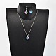 Heart Glass Pendant Necklaces & Dangle Earrings Jewelry Sets SJEW-JS00881-05-5