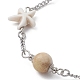 Set di 4 braccialetti a catena a maglie con perline turchesi sintetiche e amazzonite con fiori naturali in stile 4 BJEW-JB09518-3