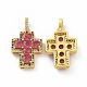 Brass Micro Pave Clear Cubic Zirconia Pendants ZIRC-F135-24G-01A-1