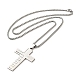 Croce con parola 304 collana pendente in acciaio inossidabile con catenelle veneziane NJEW-F319-02P-2
