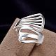 Graceful Brass Hollow Wide Band Rings for Women RJEW-BB10473-7-3