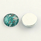 Flatback Half Round/Dome Flower and Plants Pattern Glass Cabochons GGLA-R026-12mm-15-2