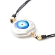 3D Printed Evil Eye ABS Plastic Imitation Pearl Braided Bead Bracelets BJEW-JB06672-02-4