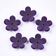 フロッキーアクリルビーズキャップ  5花びら  花  暗紫色  17x18x5mm  穴：1mm OACR-T005-03-10-1