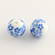 Perles rondes en verre avec motif de fleurs GFB-R001-14mm-02-1