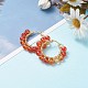 Round Natural Red Agate Wire Wrapped Big Hoop Earrings for Women EJEW-TA00048-01-2