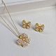 Комплект из колье с подвеской и серег-гвоздиков из латуни с микропаве из прозрачных кубических цирконий FS-WGCEA70-01-5