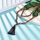 Round Wood Beaded Double Layer Necklace with Brass Magnetic Clasp NJEW-JN03858-3