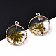 Transparent Clear Epoxy Resin & Dried Flower Pendants RESI-S383-075-C02-3